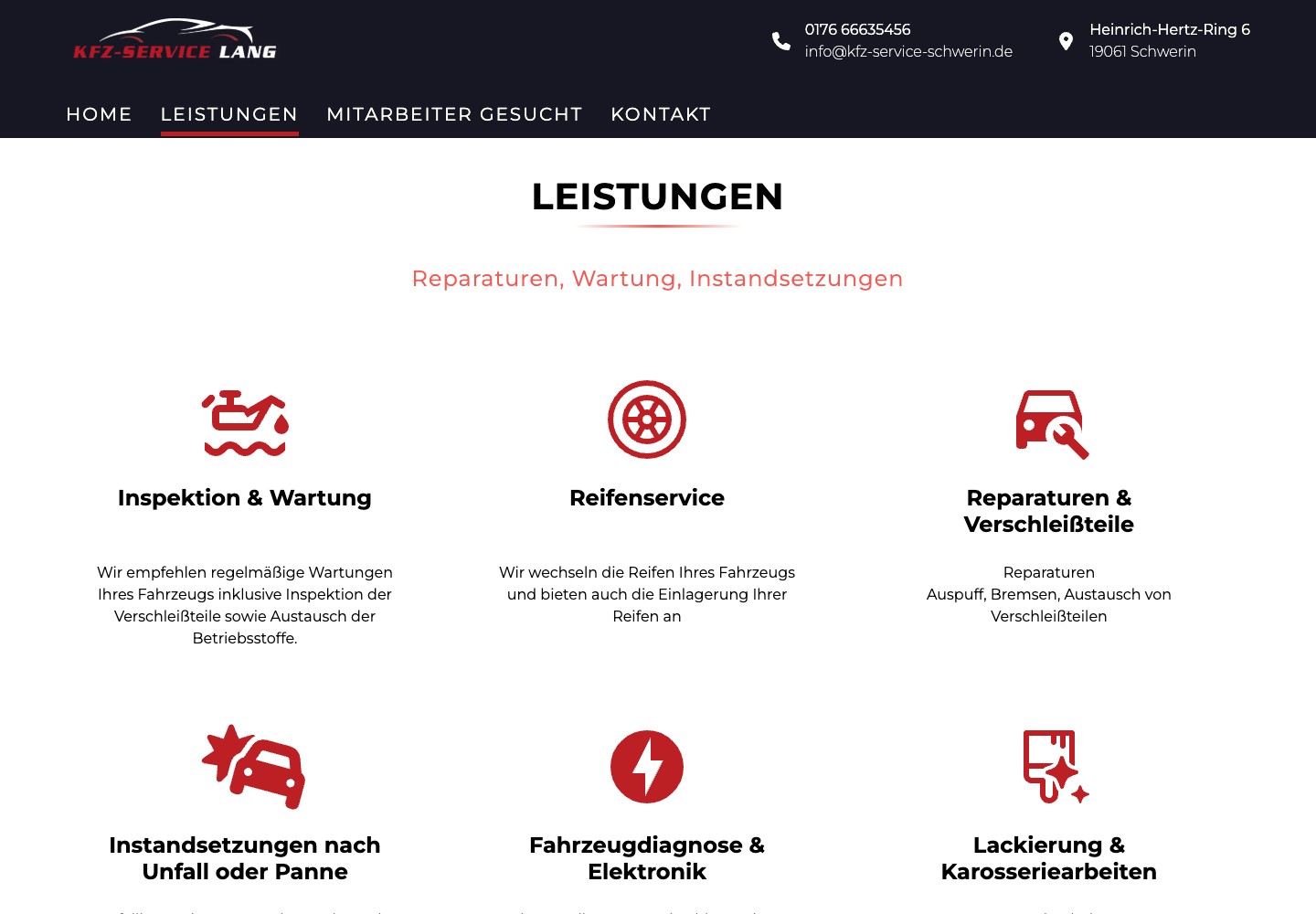 KFZ-Service Lang – Werkstattleistungen Desktop