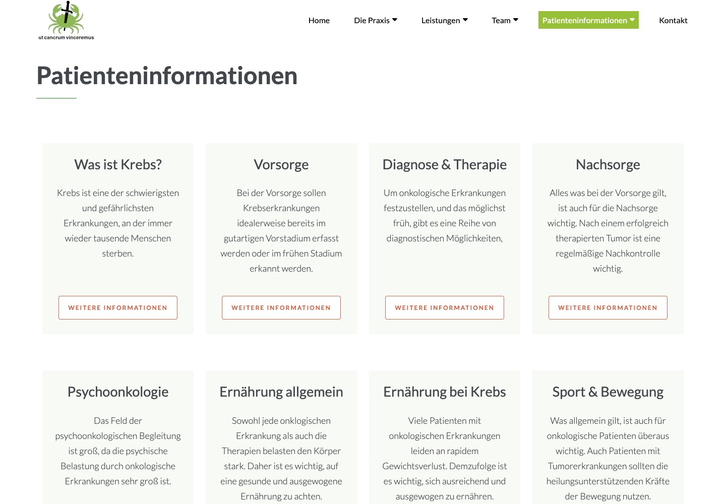 Onkologische Praxis Saalfeld – Patienteninformationen Desktop