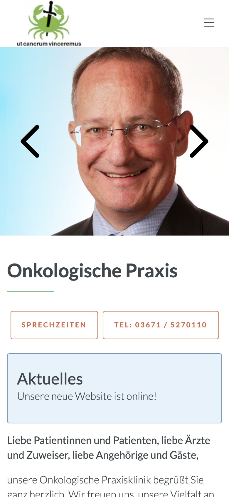 Onkologische Praxis Saalfeld – Startseite Mobil