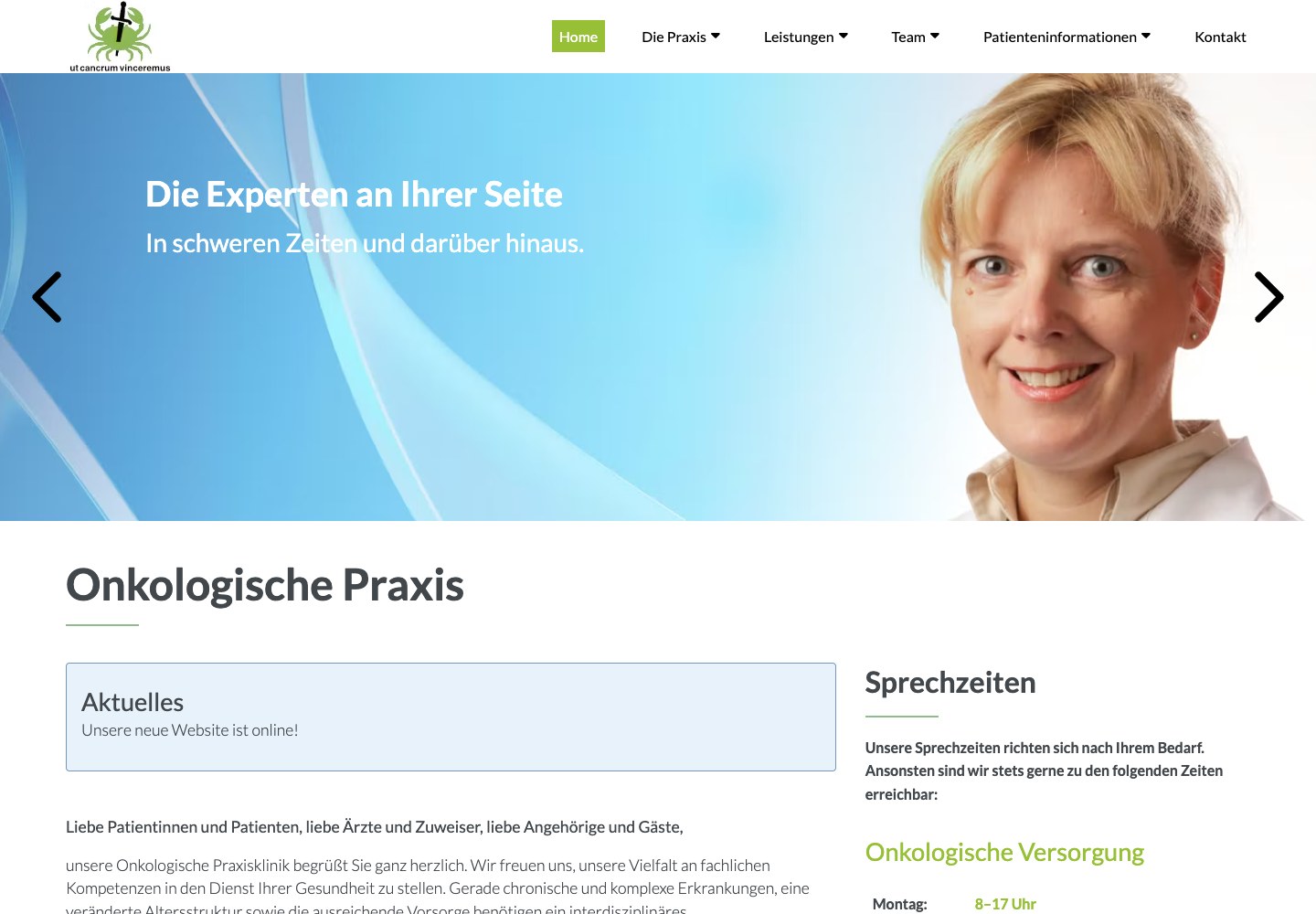 Onkologische Praxis Saalfeld – Startseite Desktop