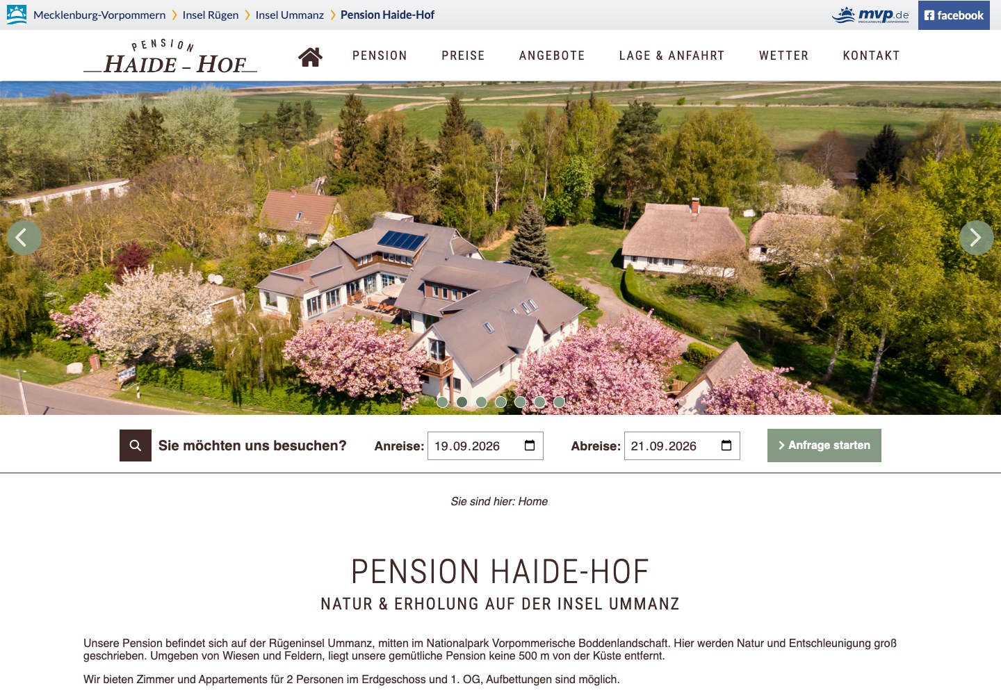 Pension Haide-Hof – Startseite Desktop