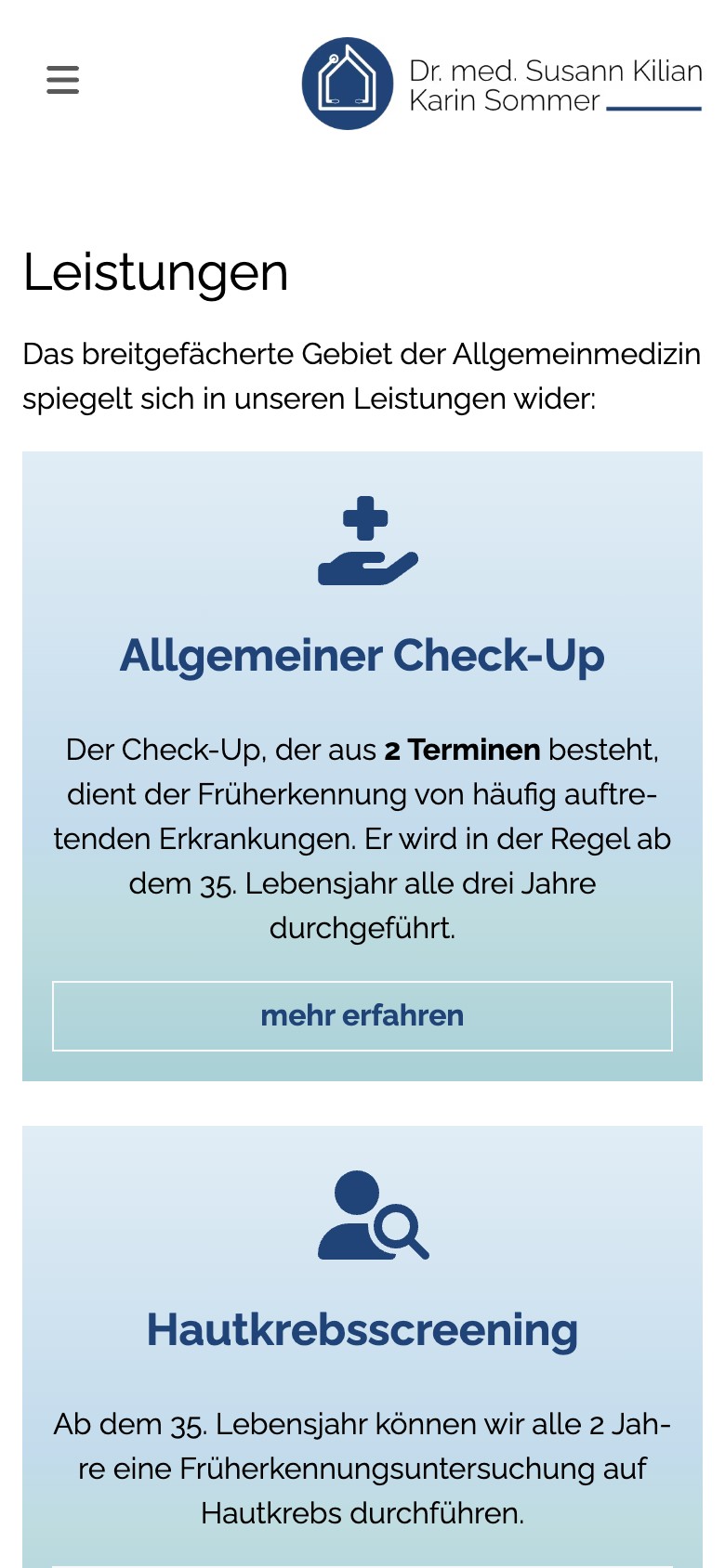 Praxis Kilian und Sommer – Leistungen Mobil