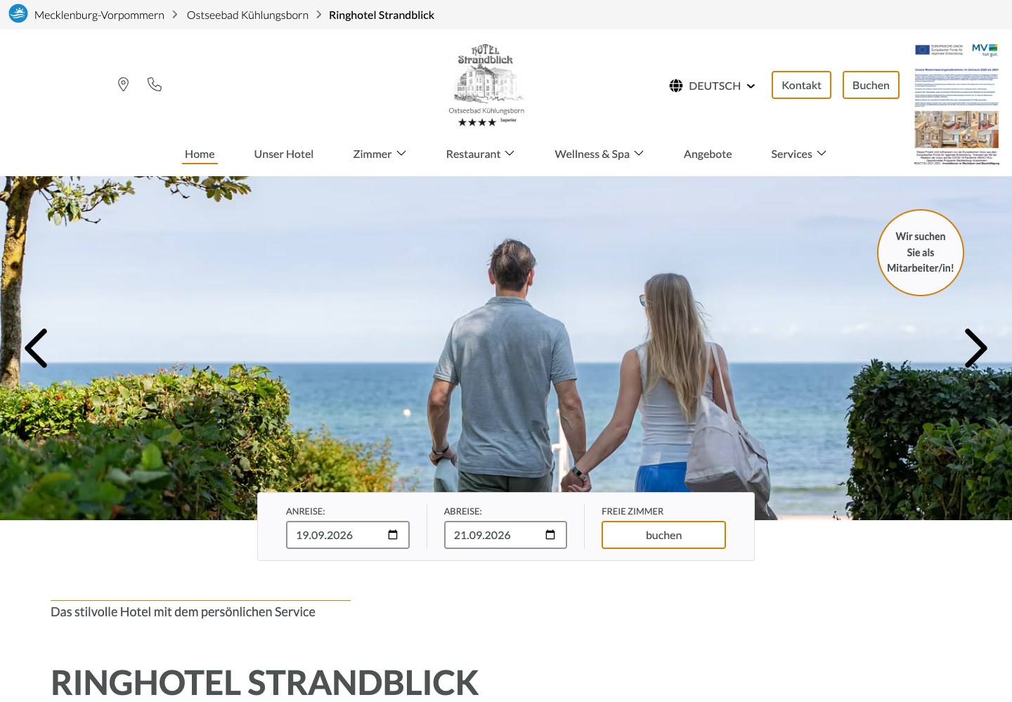Ringhotel Strandblick – Startseite Desktop